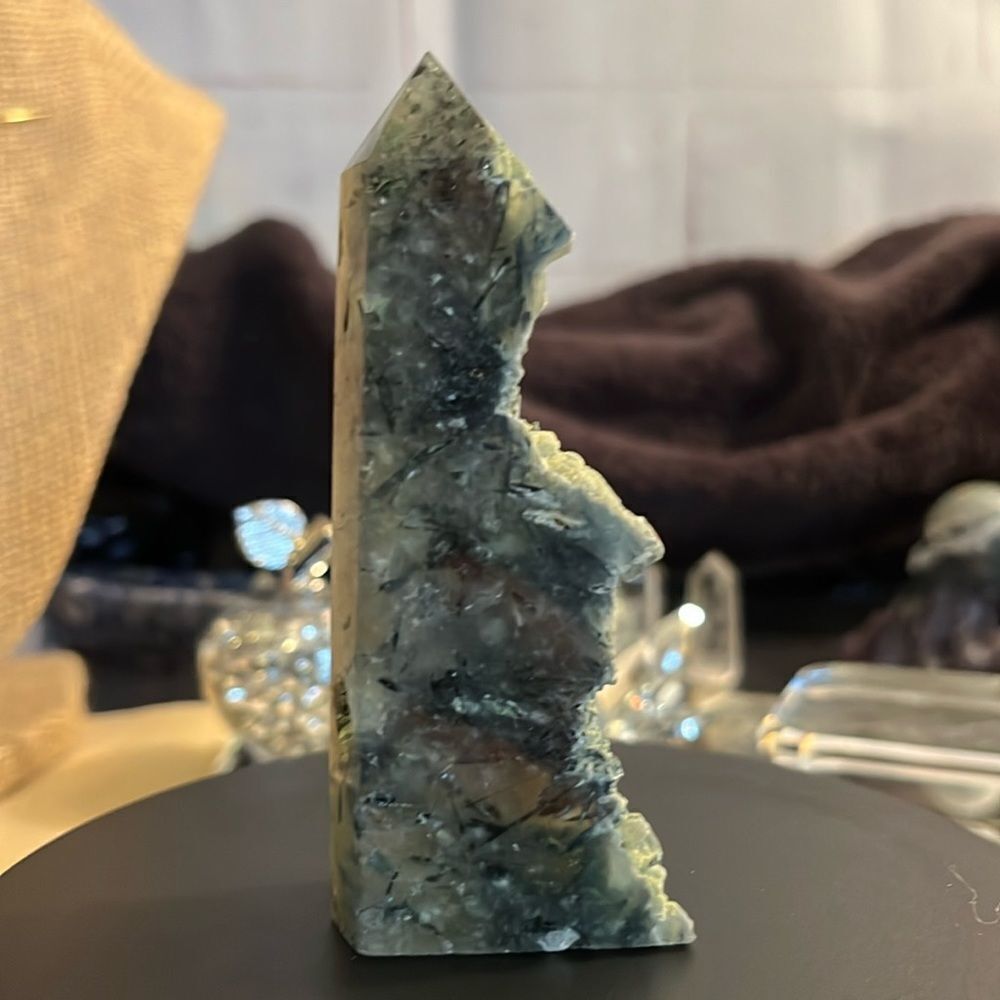 Prehinite with Epidote crystal tower for dreams